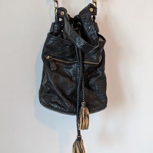 Pebble Leather Bucket Bag with Convertible Straps